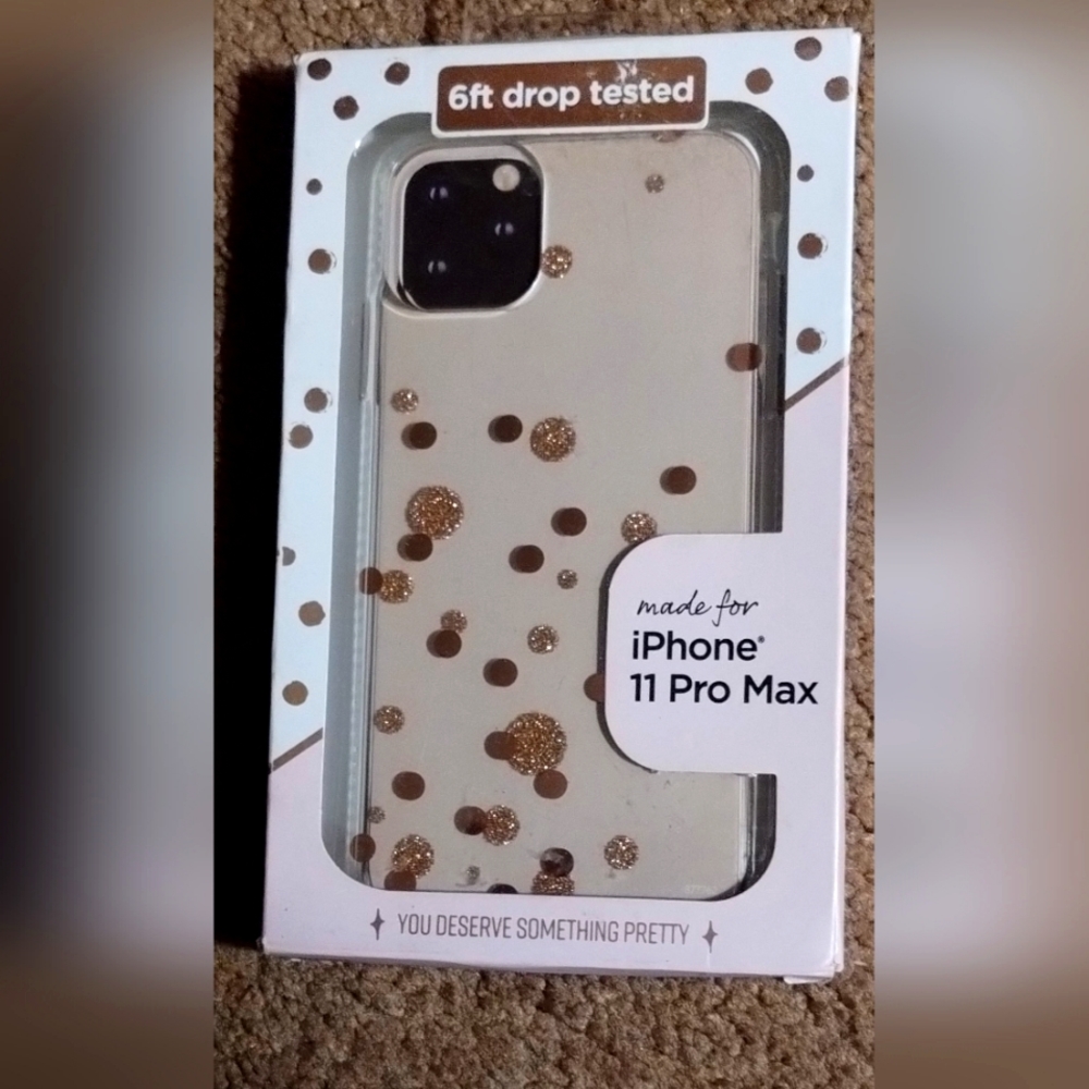 Clear Rose Gold Metallic Glitter Dots Phone Case for iPhone 11 Pro